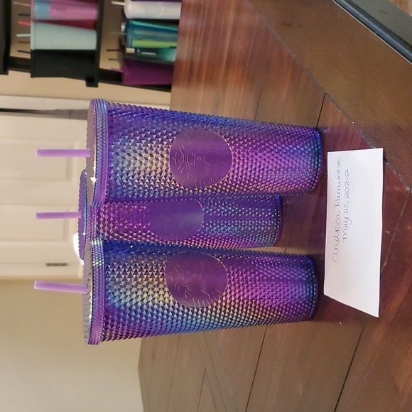 PURPLE IRIDESCENT STARBUCKS STUDDED TUMBLER - Picture 1 of 3